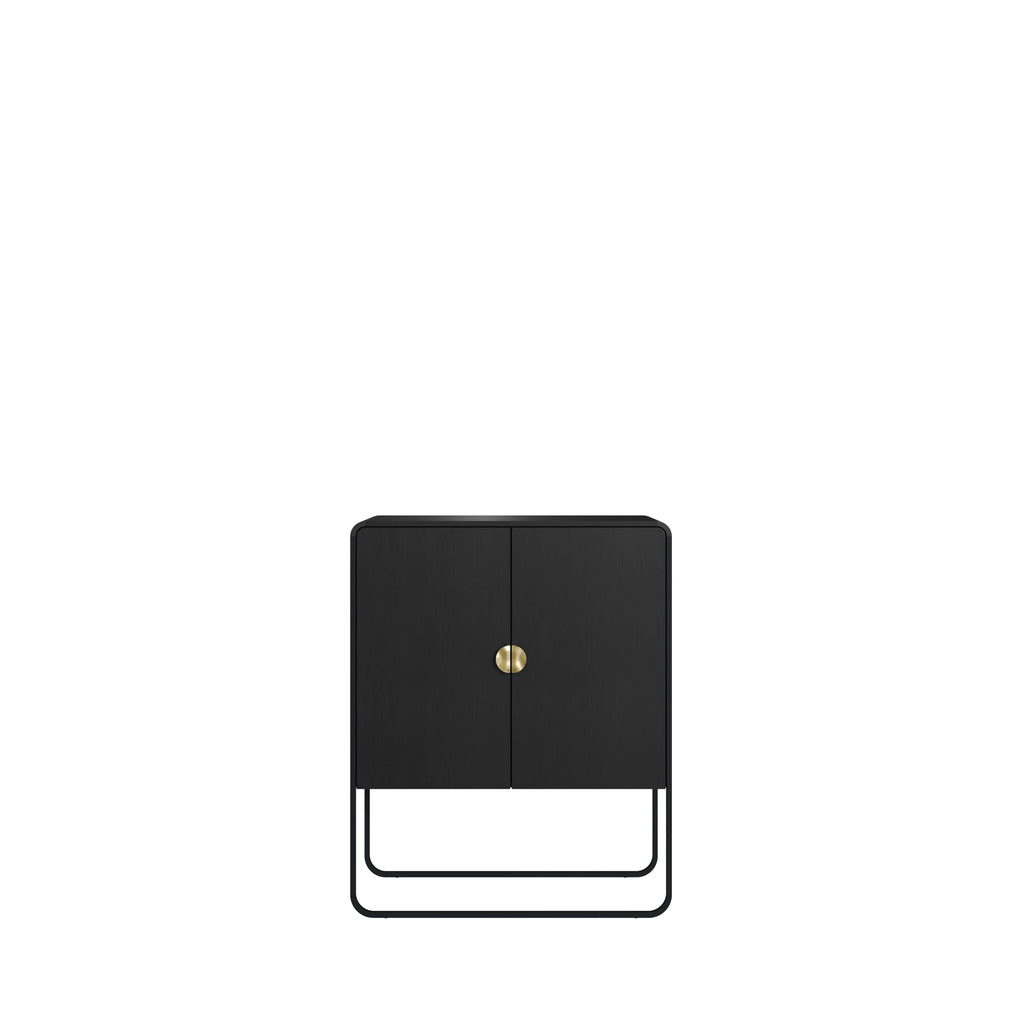 Balcão Buffet 2 Portas Dunna 90 cm - Preto c/ Dourado