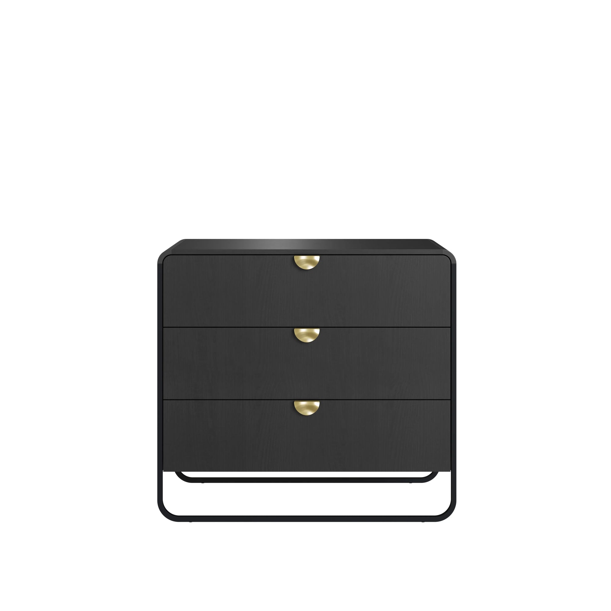Cômoda com 3 Gavetas Dunna 90 cm - Preto c/ Dourado