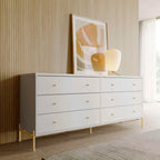 Cômoda 6 Gavetas Jasper 182 cm - Branco c/ Dourado