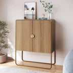 Balcão Buffet 2 Portas Dunna 90 cm - Mel c/ Dourado