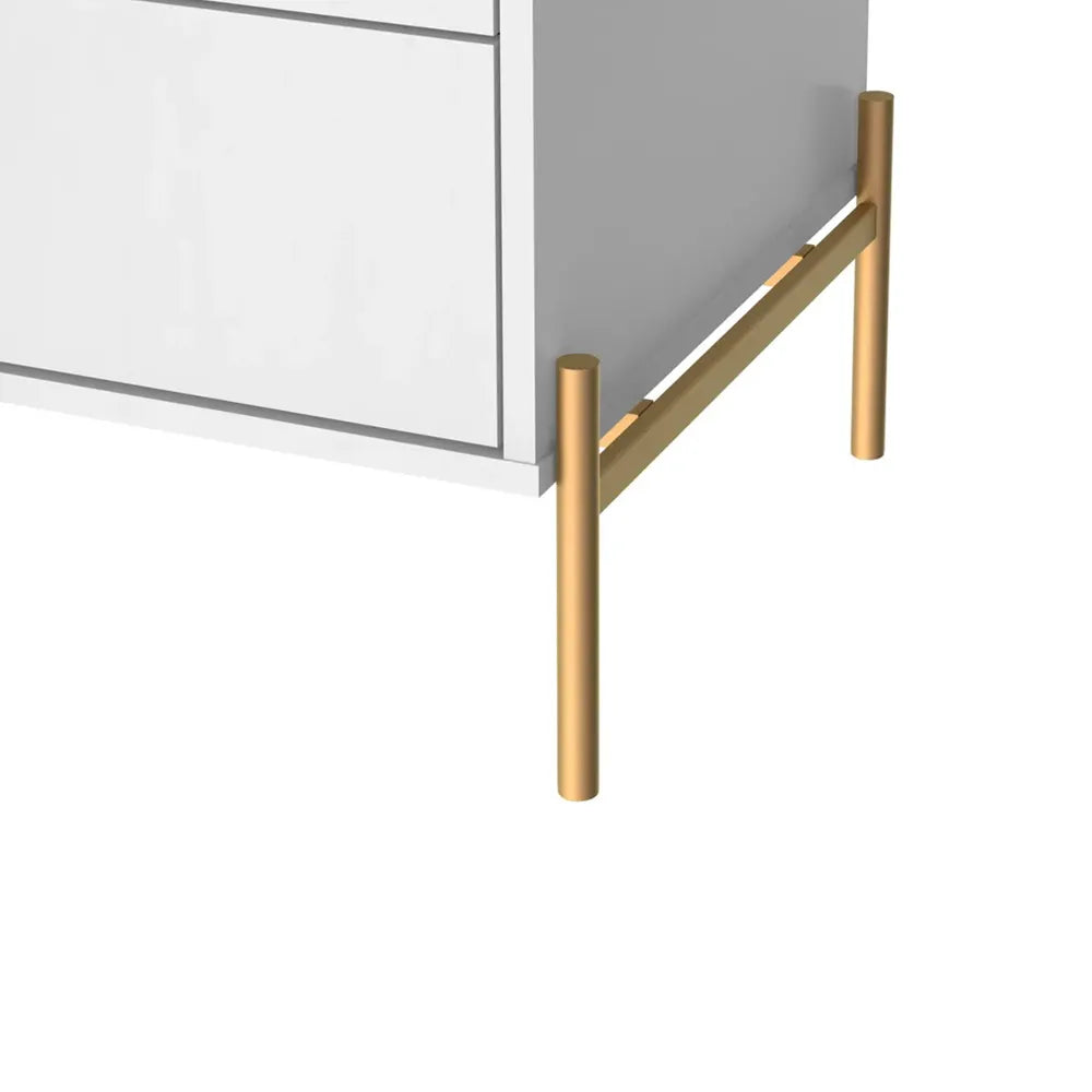 Cômoda 6 Gavetas Jasper 182 cm - Branco c/ Dourado