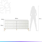 Cômoda 6 Gavetas Jasper 182 cm - Branco c/ Dourado