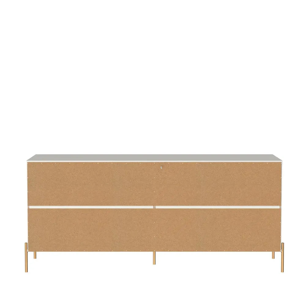 Cômoda 6 Gavetas Jasper 182 cm - Branco c/ Dourado