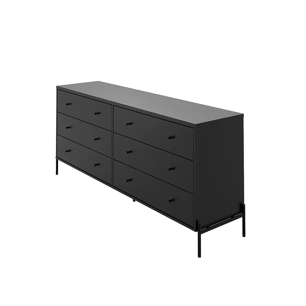 Cômoda 6 Gavetas Jasper 182 cm - Preto Fosco