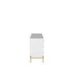 Cômoda 6 Gavetas Jasper 182 cm - Branco c/ Dourado