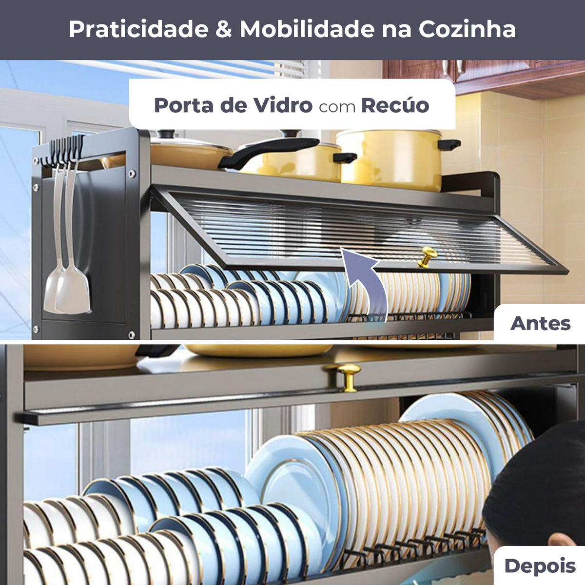 Escorredor de Louça Suspenso com Gaveta Retrátil