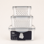 Kit 3 Potes Herméticos com Cesto para Geladeira