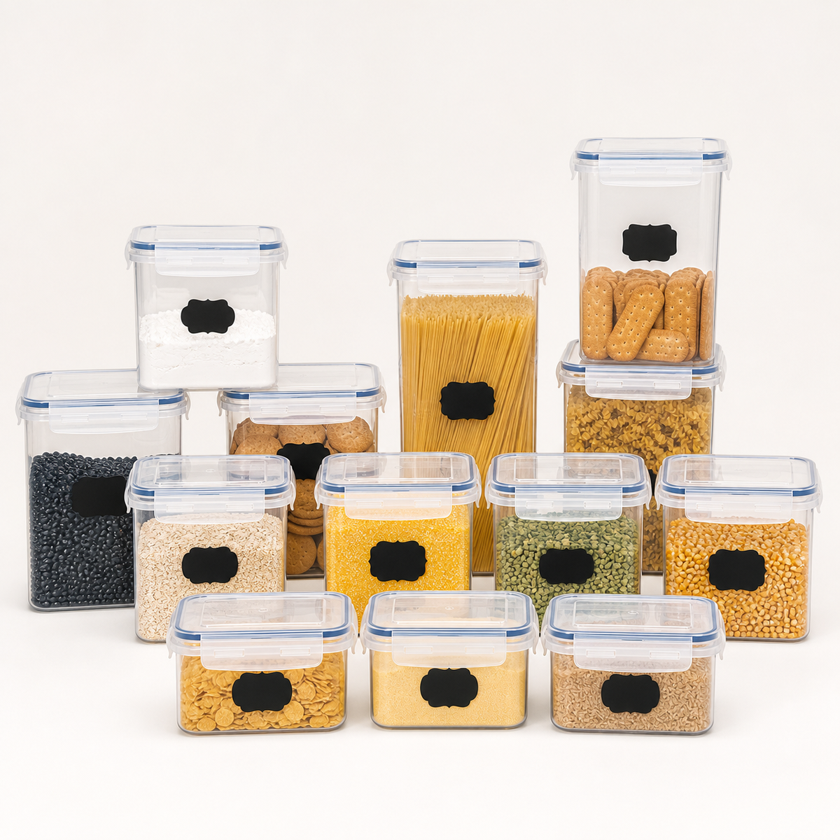 Kit 15 Potes Herméticos com Trava para Cozinha
