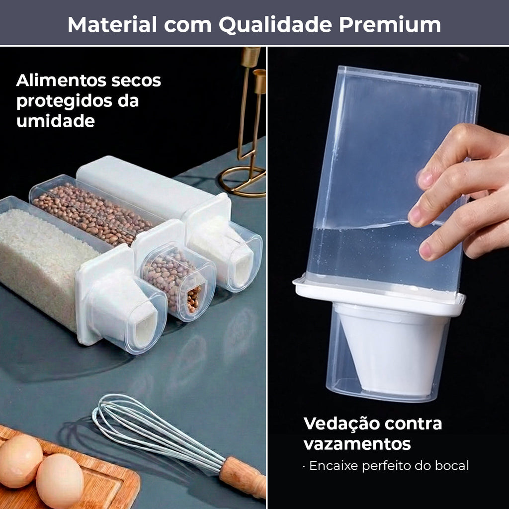 Kit 3 Potes com Bico Dosador para Mantimentos