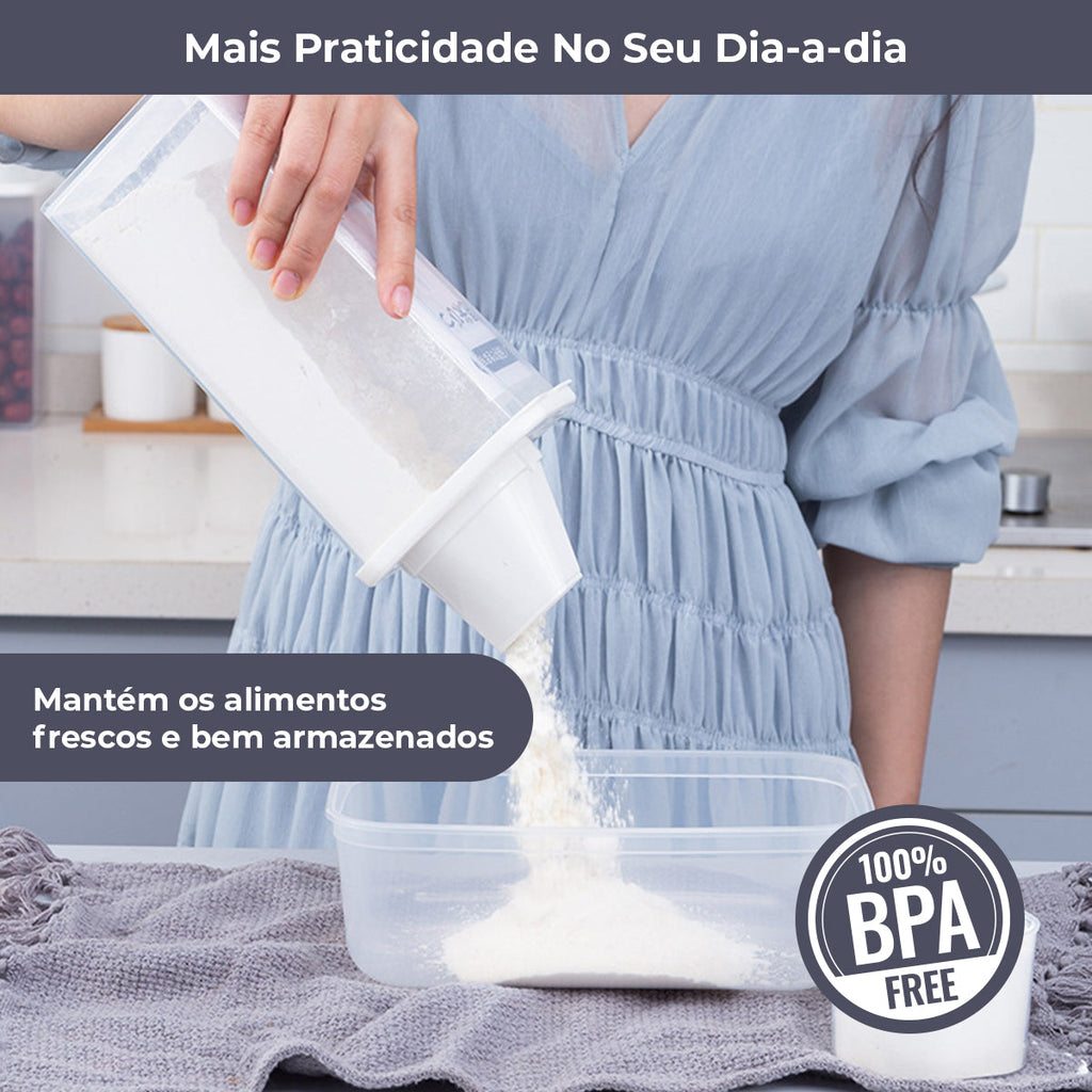 Kit 3 Potes com Bico Dosador para Mantimentos