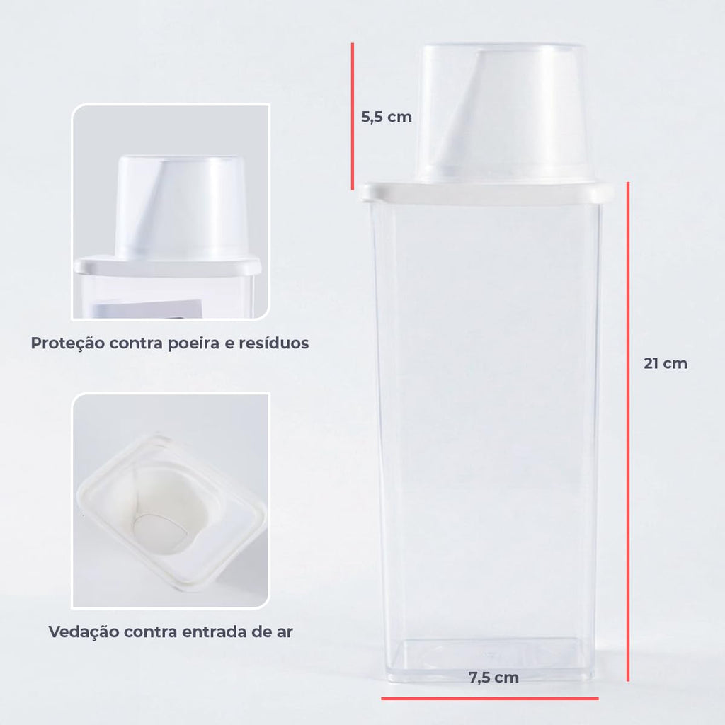Kit 3 Potes com Bico Dosador para Mantimentos