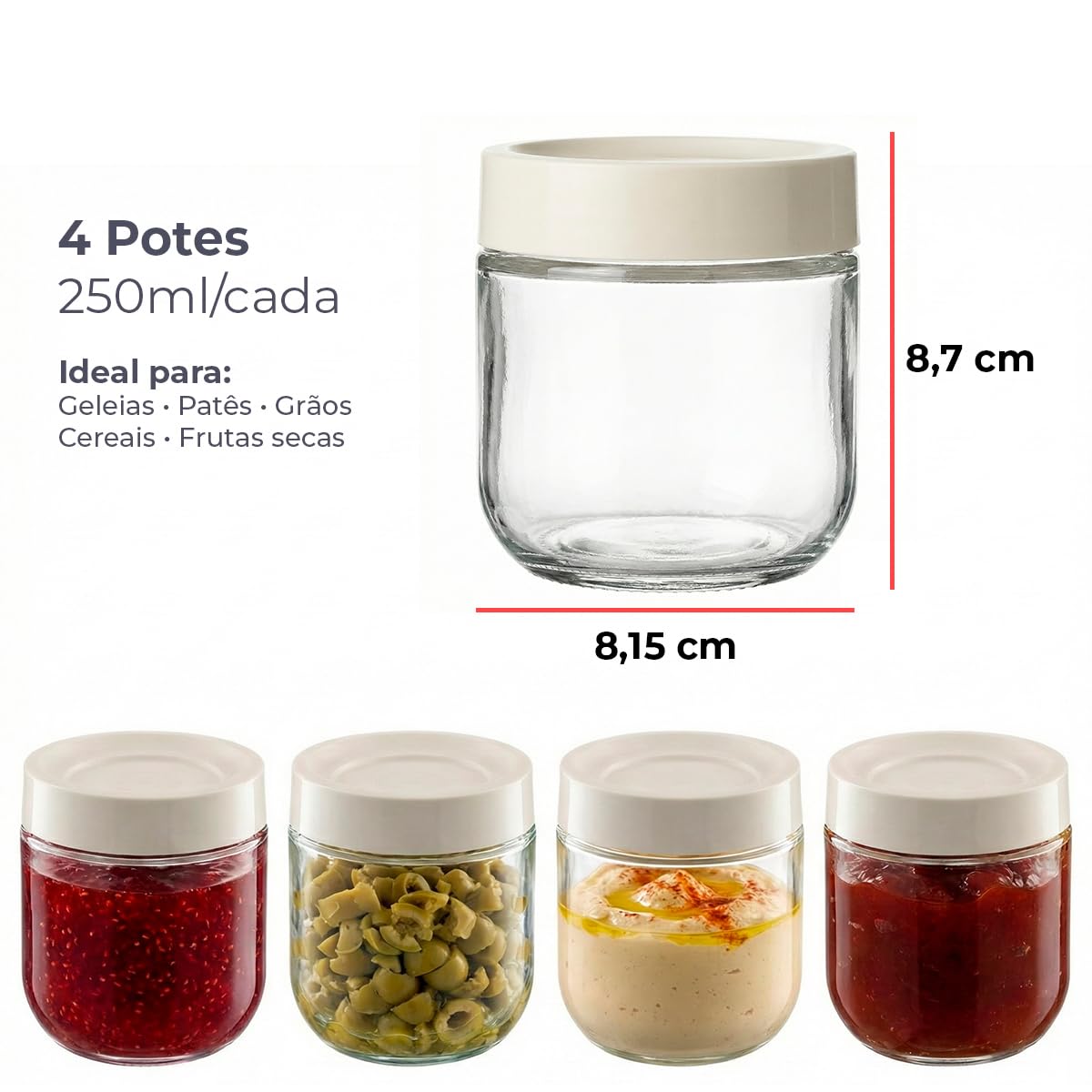 Kit 4 Potes Herméticos para Tempero