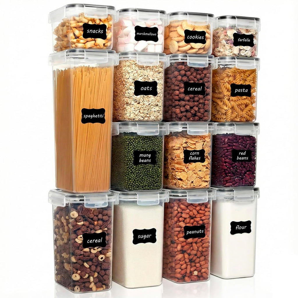Kit 15 Potes Herméticos com Trava para Cozinha