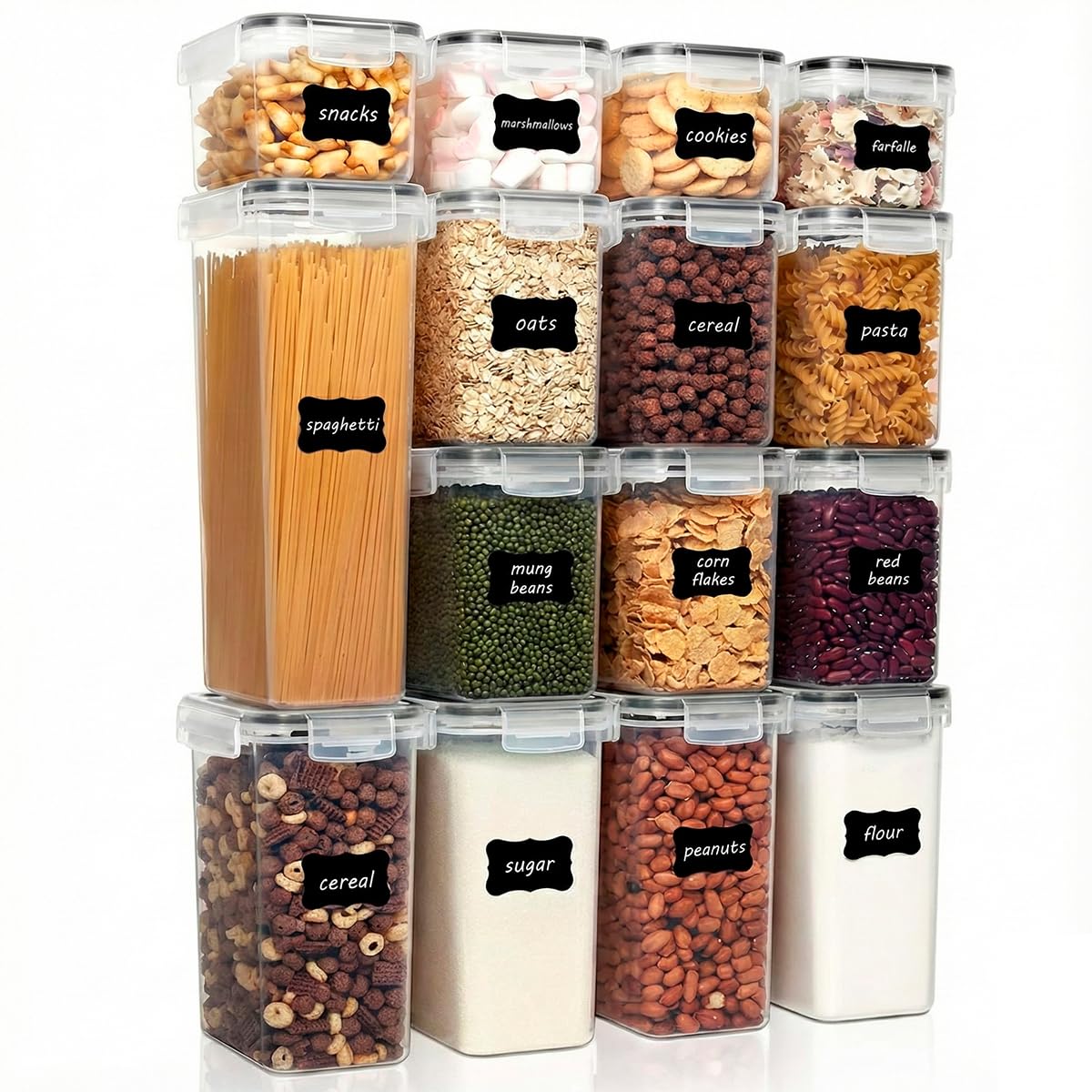 Kit 15 Potes Herméticos com Trava para Cozinha