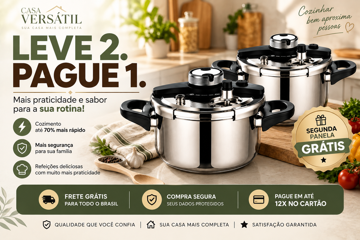 Kit 2 Panelas de Pressão Inox 4L | Compre 1 e Leve 2
