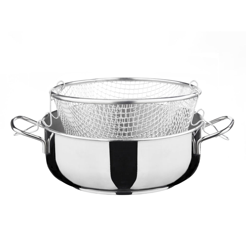 Fritadeira inox com cesto e tampa - Steel Pan