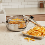 Fritadeira inox com cesto e tampa - Steel Pan